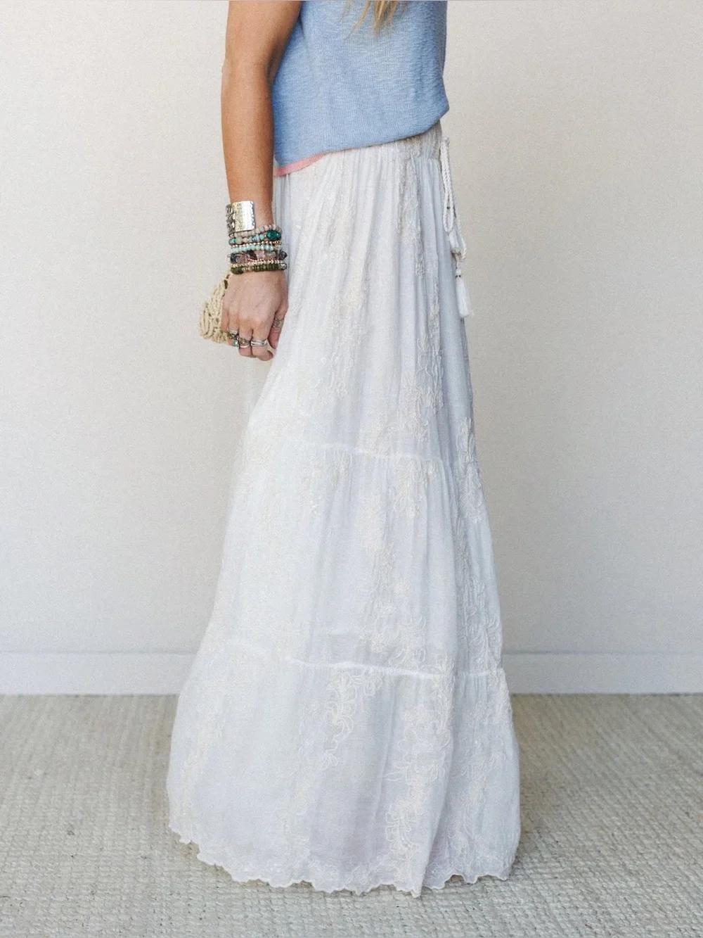 POL Love At Last Maxi Skirt- White- L